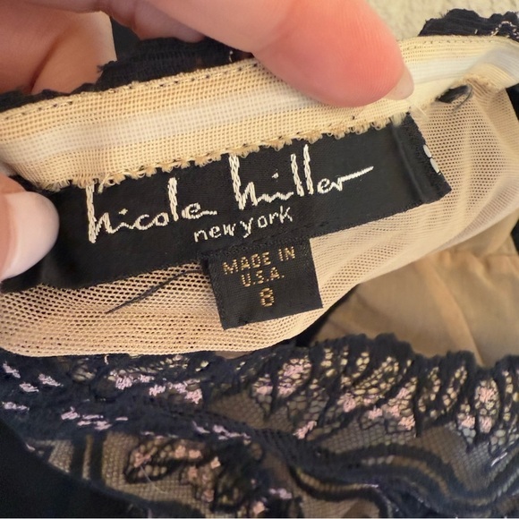 VTG 90s NICOLE MILLER Black/Pink Lace Bodycon Dress Vintage Y2K Whimsygoth Sz8 - Picture 5 of 8